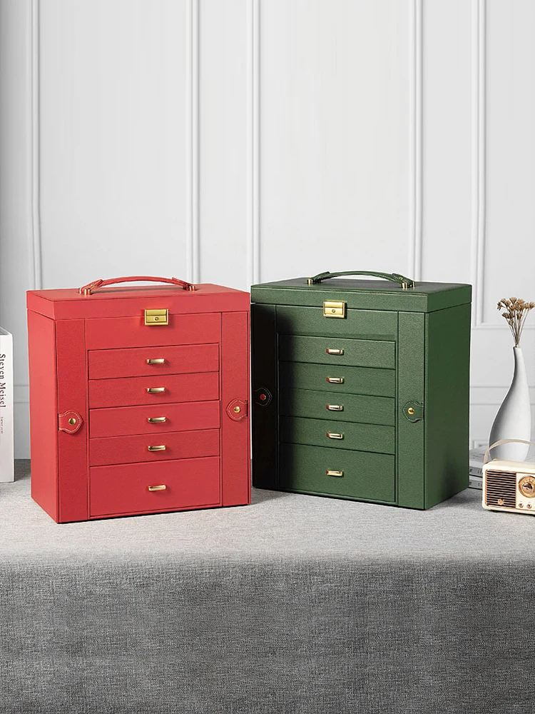 Jewelry Box with Lock Anti-oxidation Gold Jewelry Rings Ear Studs Necklace Storage Box - Image 3