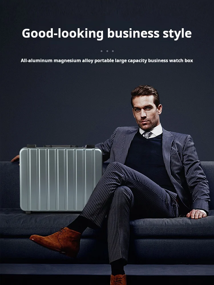 Portable Watch Storage Box With Lock Aluminum Alloy Watch Box Travel Multi-watch Slot Jewelry and Jewelry Box - Image 4