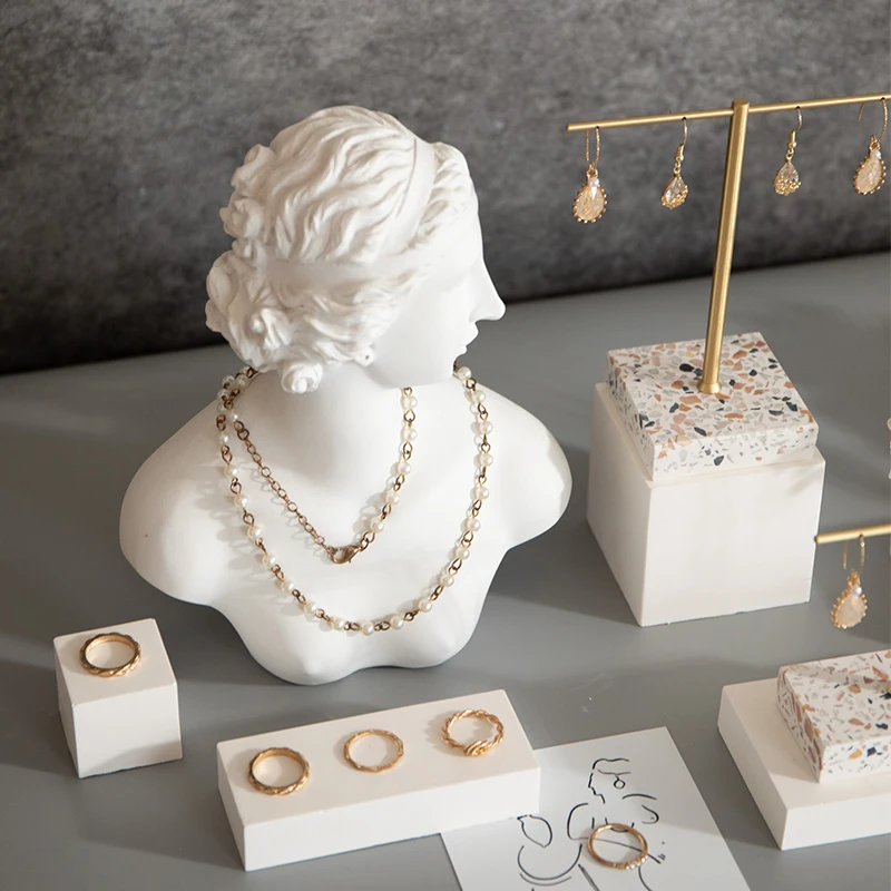 T-shaped Stone Metal Earrings Rack Display Rack Earrings Jewelry Display Stand Jewelry Shop Display Storage Shooting - Image 2