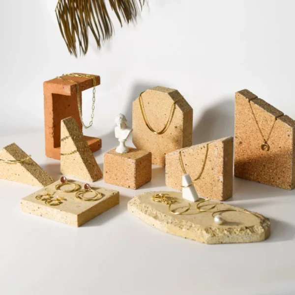 Yellow Marble Travertine Jewelry Display Stand