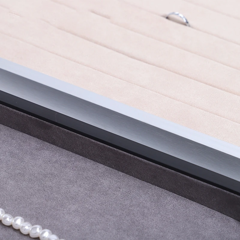 High-end Metal Velvet Jewellery Packaging Display Tray Jewelry Organizer Display Tray for Displays - Image 5