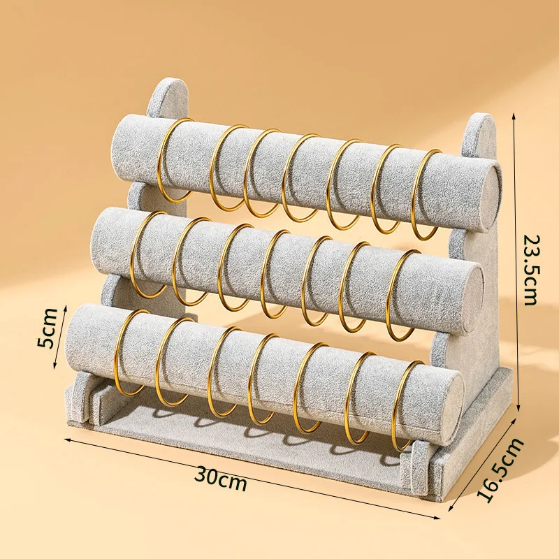 Flannel Black Gray Three-layer Bracelet Props Display Stand Bracelet Jewelry Storage Hanger Watch Stand Display Stand - Image 4