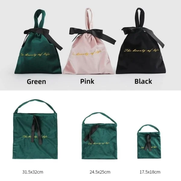 Custom Personalized Logo  Jewelry Gift Bag Flannel Cosmetic Bag  Jewelry Pouch - Image 3