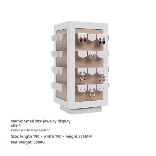 Square White Pu Leather Rotating Display Stand for Earrings and Jewelry Display - Image 4
